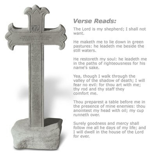 23rd Psalm Cross Obelisk With Base Sculpture Religious Verse